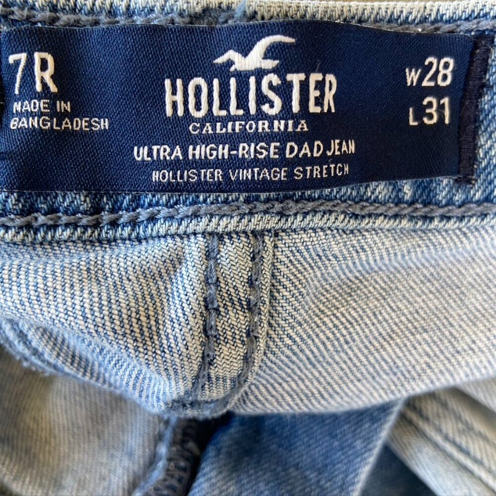 90's Y2K Hollister High Rise Dad Jeans Two Tone Acid Wash Sz 7R - Picture 5 of 7